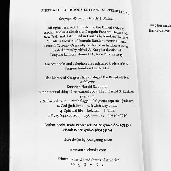 Nine Essential Things I’ve Learned About Life by Harold S. Kushner (2016) - Picture 6 of 8